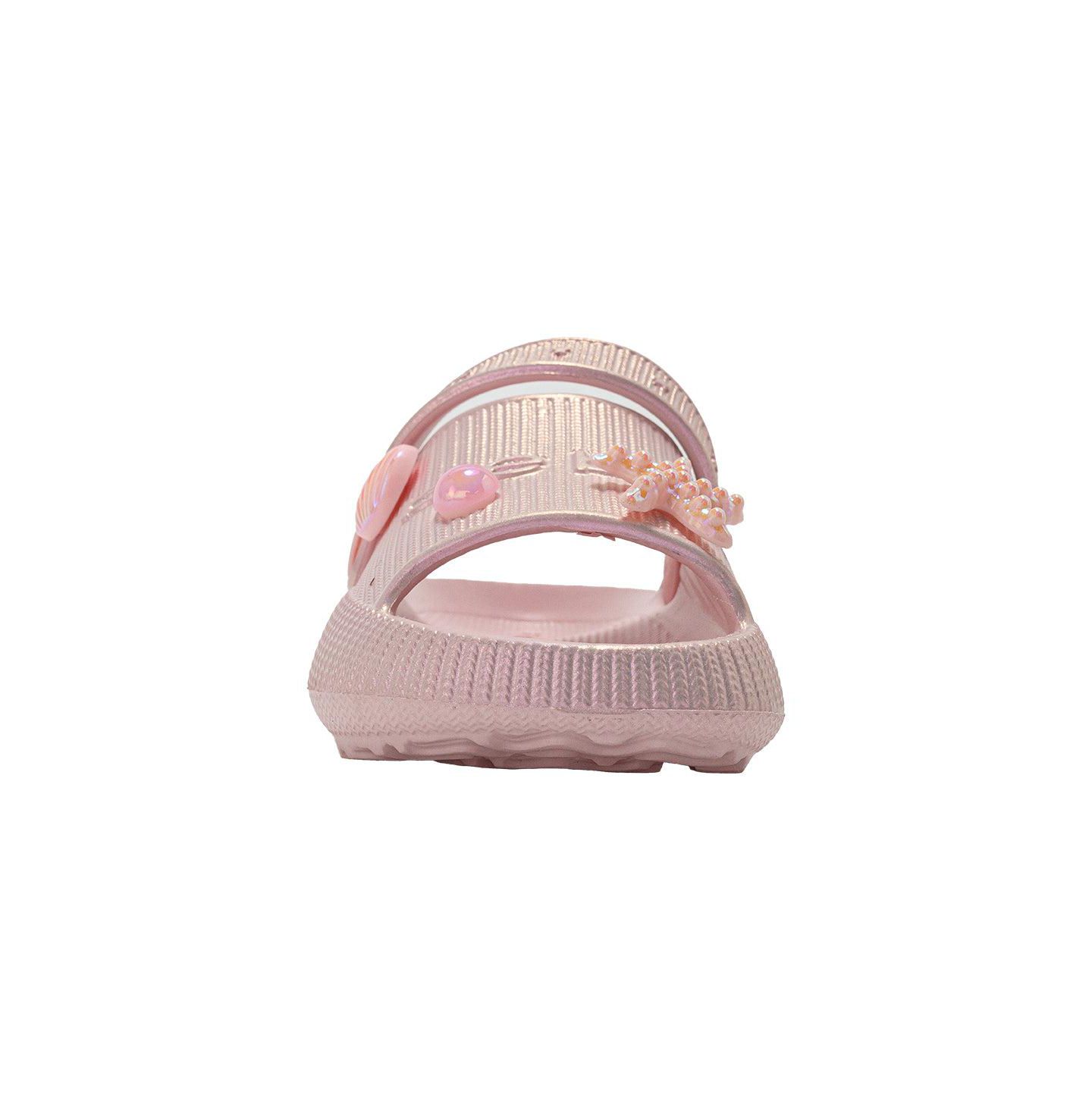 Детские шлёпанцы Bebe из EVA на платформе с радужным покрытием и морскими подвесками, цвет: Светлый розовый — фото 4