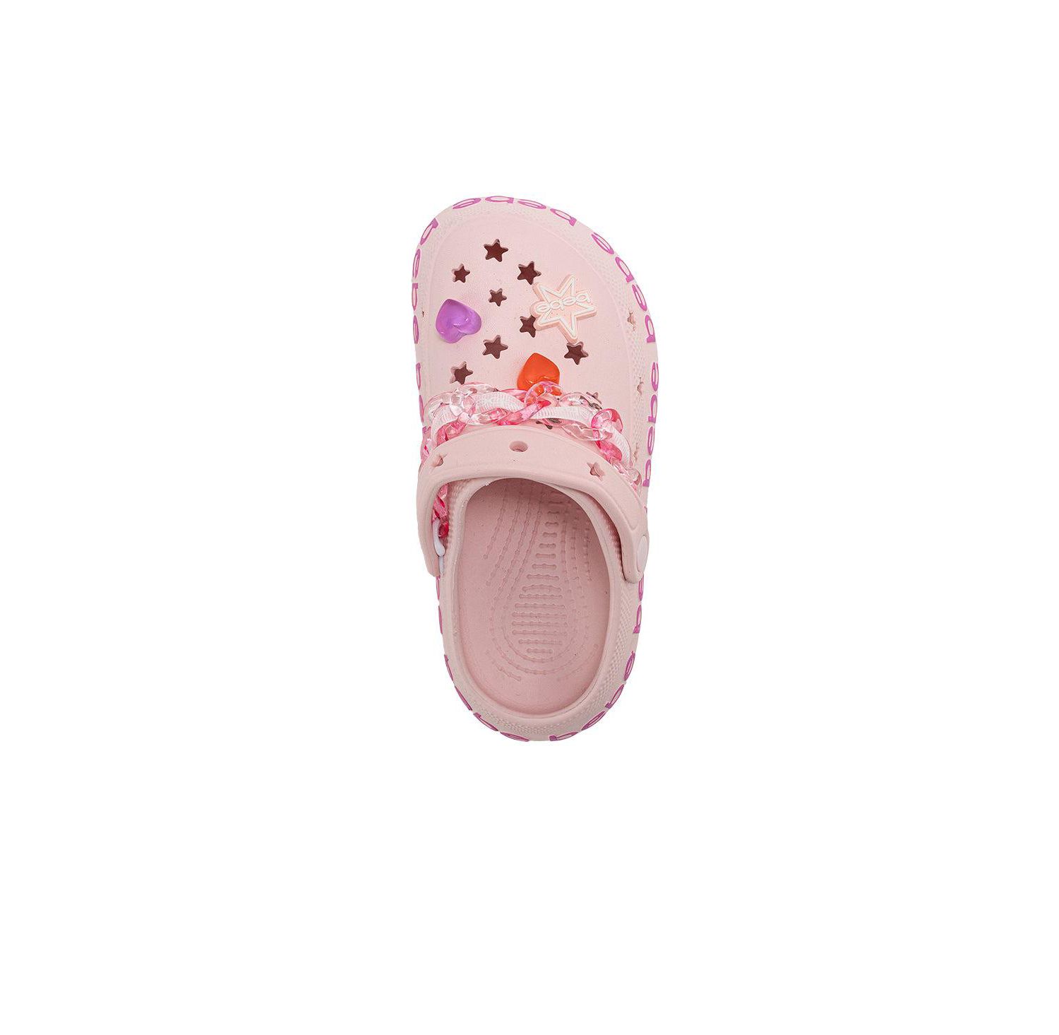 Little Girls Lightweight EVA Clog with Chain with Logo Grosgrain Ribbon and Charms
