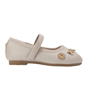 Toddler Shimmer PU Flats - Dressy and Comfortable Shoes with Charm Accents
