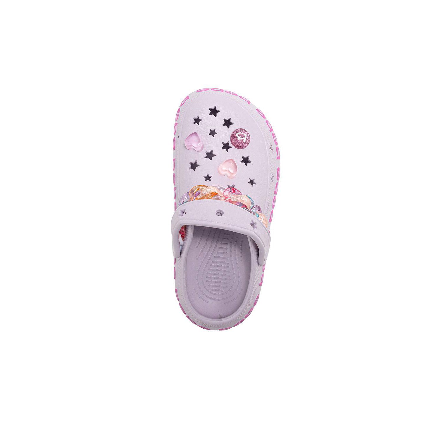 Сабо Bebe EVA Clog with Chain with Logo Grosgrain Ribbon and Charms для девочек, цвет: Лавандовый — фото 6