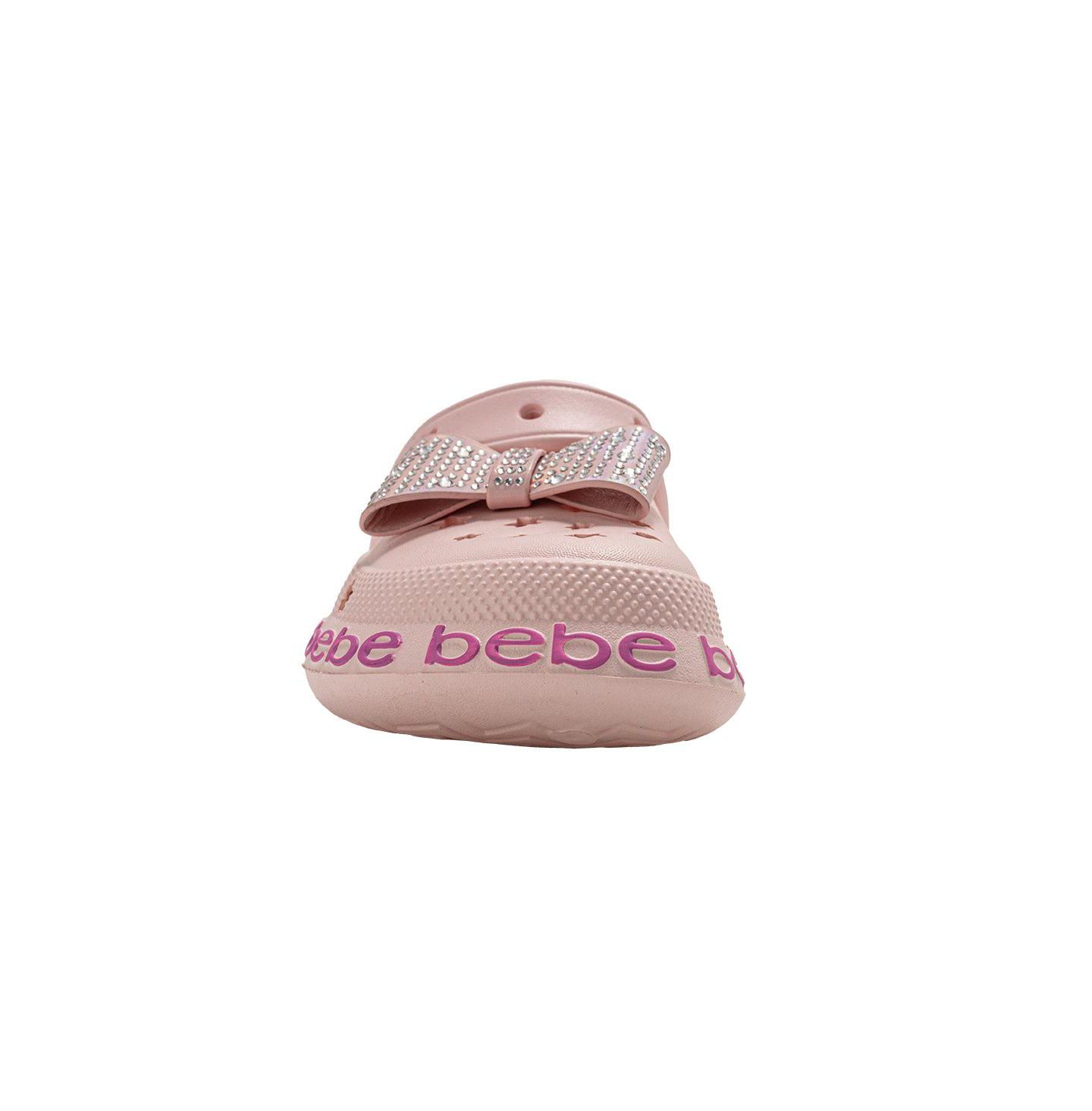 Сабо Bebe EVE Lightweight Clogs - Slip - On with Rhinestone Covered Bow для девочек, цвет: Розовый — фото 5