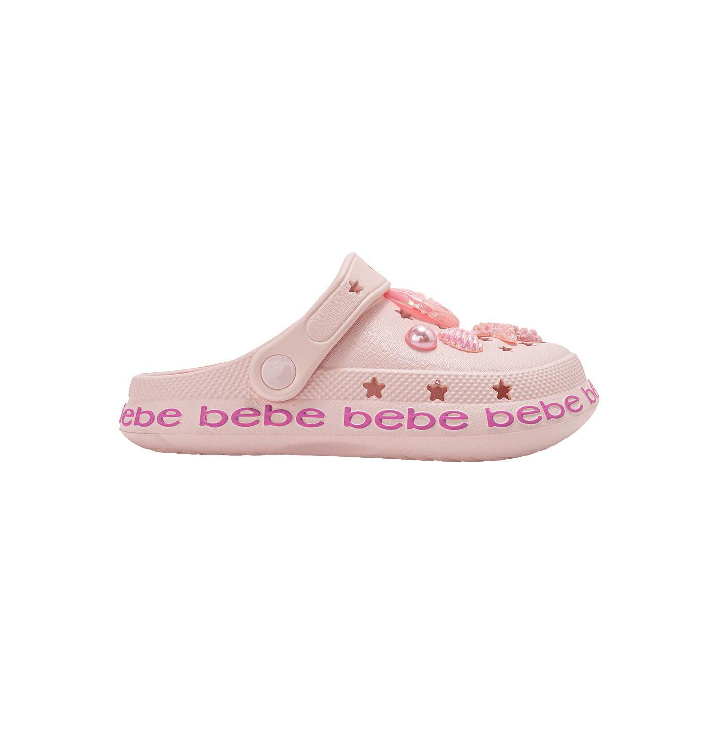 Сабо Bebe Lightweight EVA Clogs Slip - On Comfy Shoes with Sea Life Charms для девочек, цвет: Розовый — фото 3