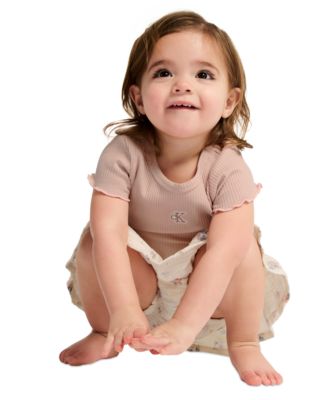 Baby Girls' Chunky Rib T-Shirt and Printed Skort, 2-Piece Set