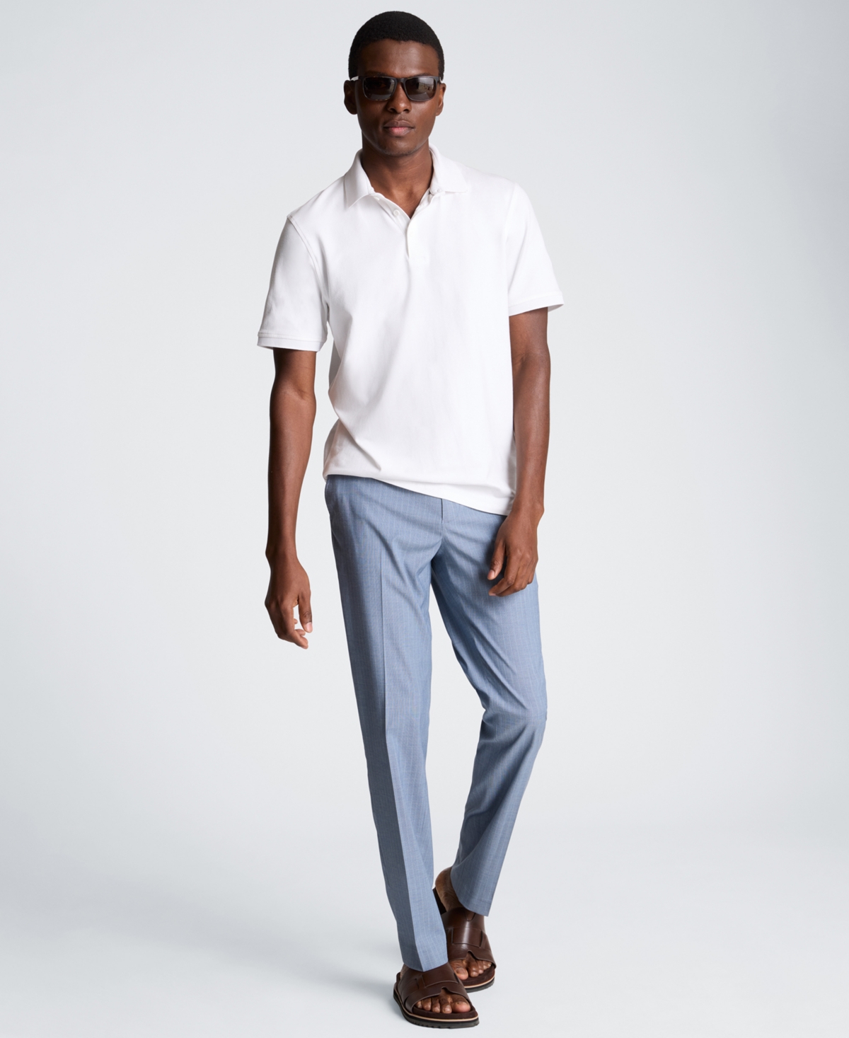 Kenneth Cole Men's Solid Button Placket Polo Shirt