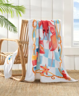 Cotton Lazy Lobster Printed Beach Towel, 38" x 70"