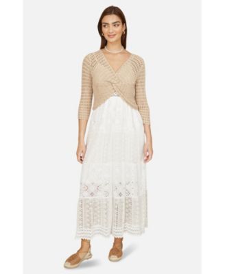 Women's Crochet Cotton Twisted Bolero Top