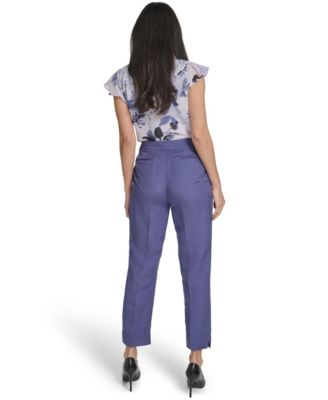 Women's Printed Cap-Sleeve Ruffle Front Top