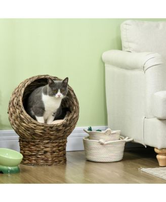 20" Handwoven Elevated Cat Bed Basket Bed Kitty House,
