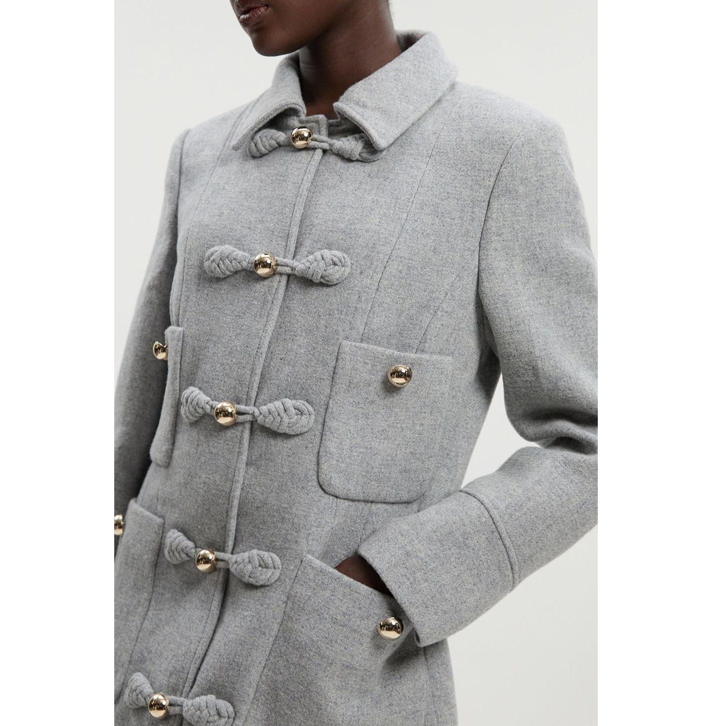 Женское пальто Karen Millen Tailored Knot Detail Midi, цвет: Серый меланжевый — фото 6