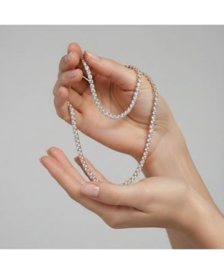 Elegant Sterling Silver 3MM Cubic Zirconia Tennis Necklace
