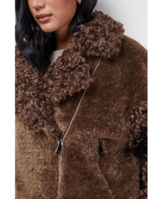 Women's Faux Fur Mix Zip Through Jacket