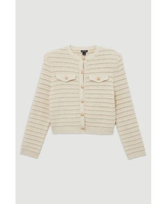 Women's Textured Military Trim Knit Jacket