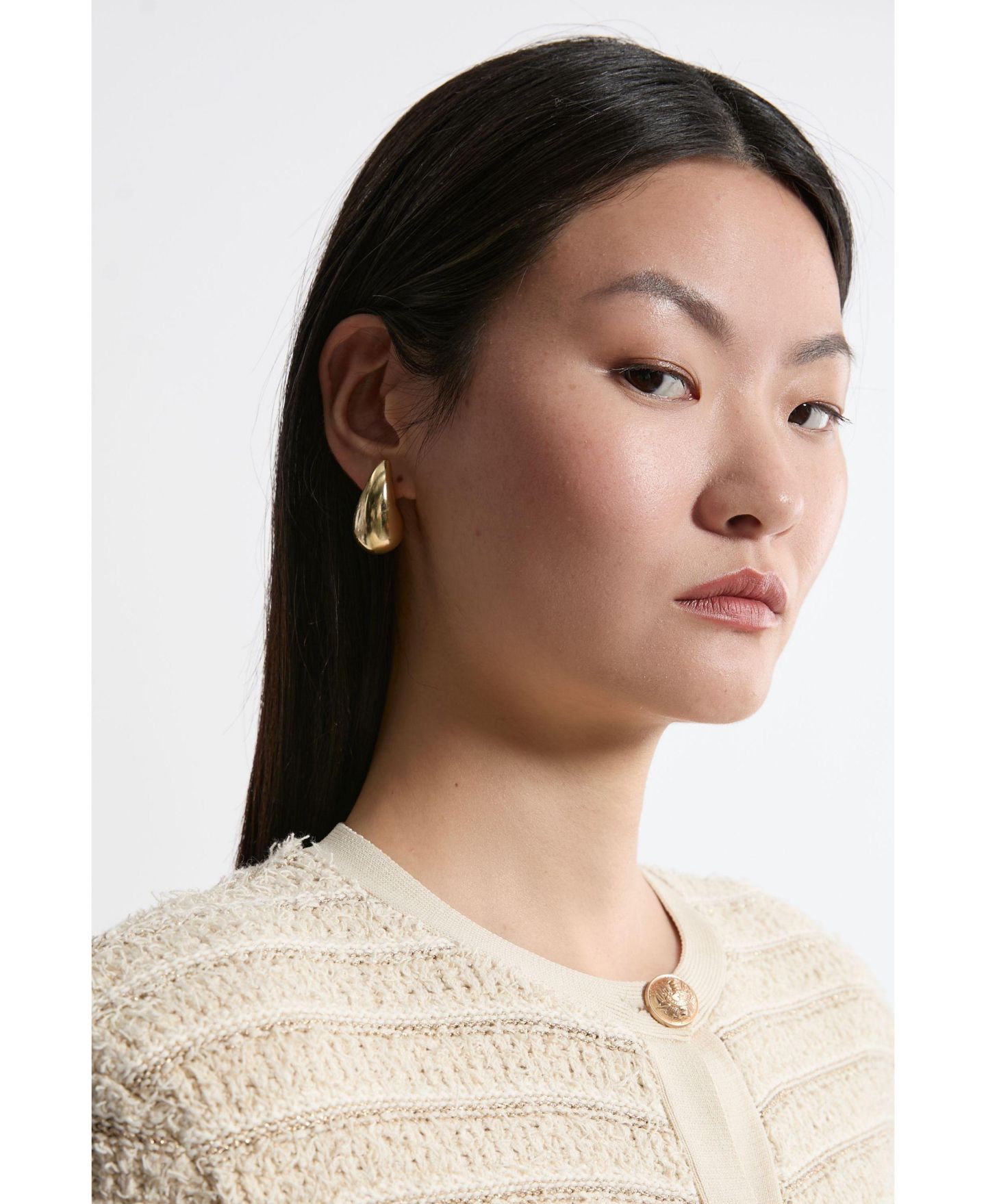 Женская куртка Karen Millen Textured Military Trim Knit, цвет: Кремовый — фото 8