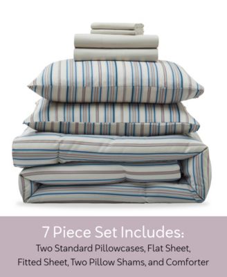 Luxury Soft Modern Striped Design 7-Pc. Comforter Set, Queen