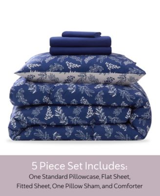 Luxury Soft Botanical Design 5-Pc. Comforter Set, Twin XL