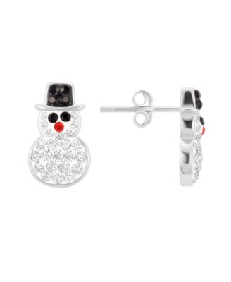 Crystal Stone Snowman Stud Earrings