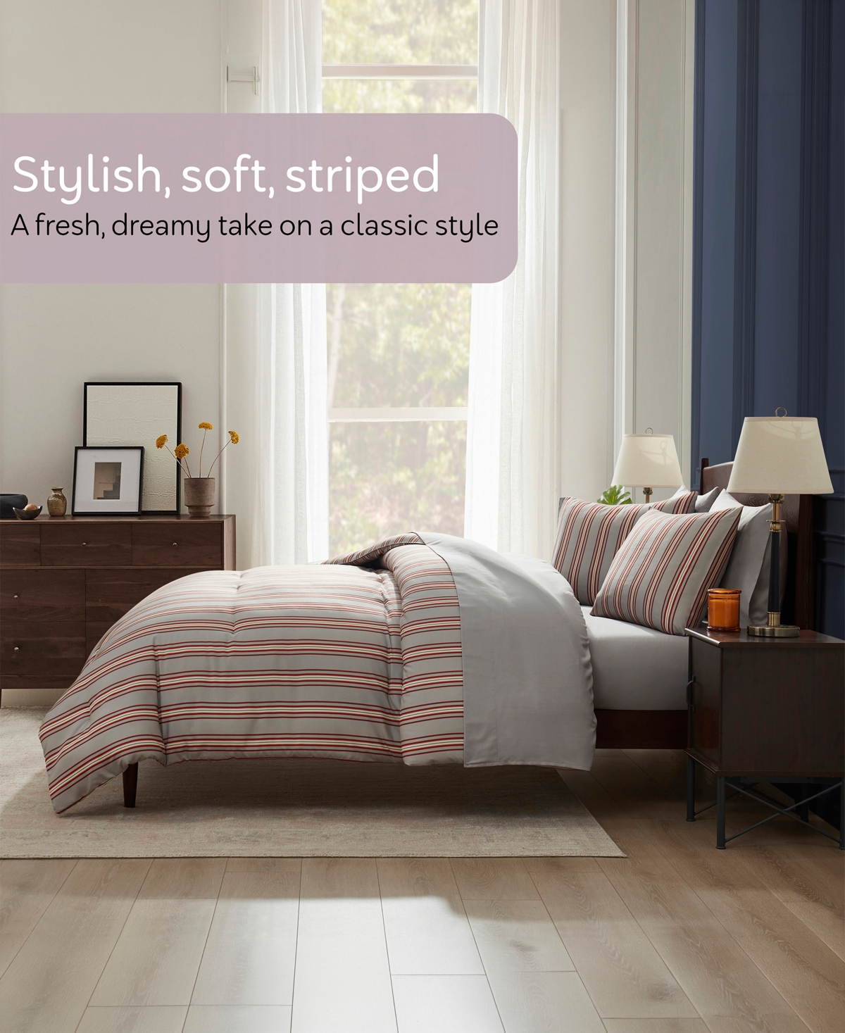 Nestl Luxury Soft Modern Striped Design 5-Pc. Comforter Set
