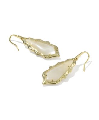 Imitation Pearl and 14k Gold Over Brass Adriana Scallop Frame Drop Earrings