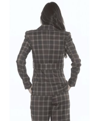 Women's Janna Plaid Long Sleeve Longline Blazer