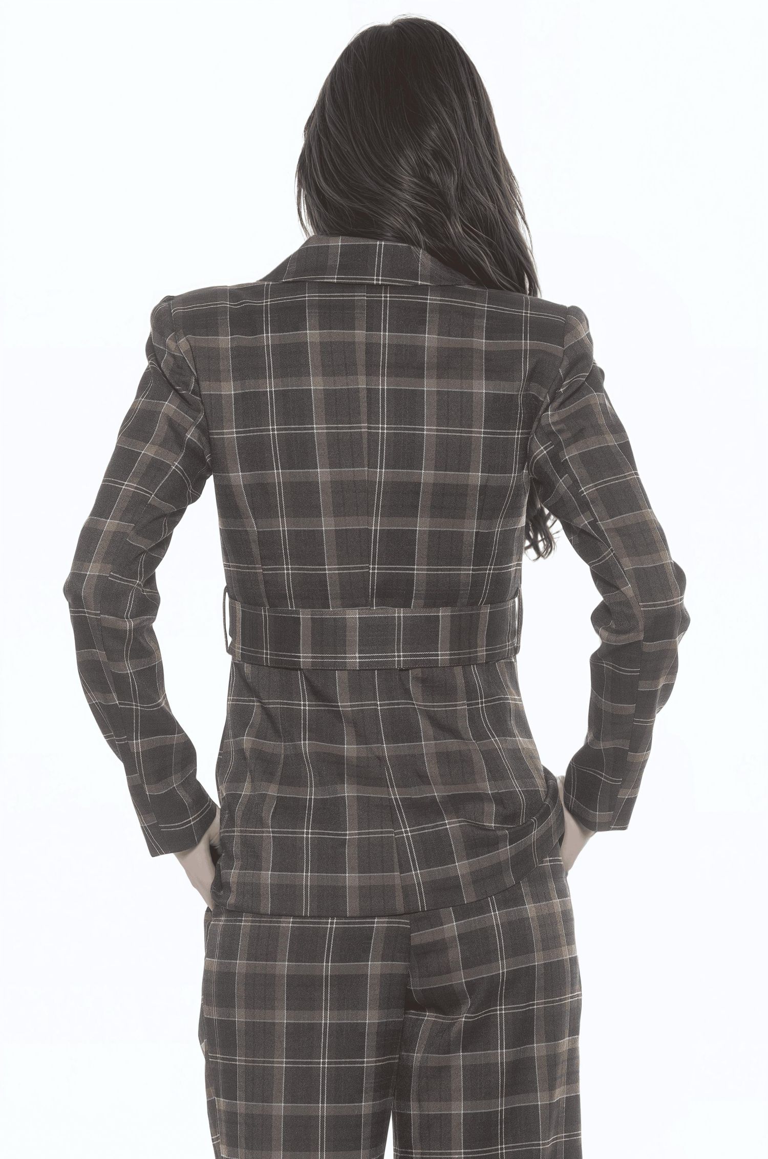 Women's Janna Plaid Long Sleeve Longline Blazer