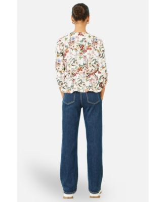 Women's Viscose Botanical Print Wrap Top