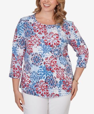 Plus Size Floral Medallion Knit Top