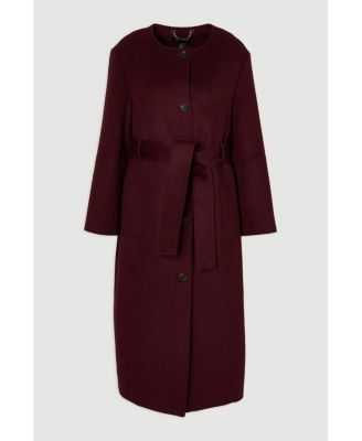 Women's Wool Single Breasted Belted Maxi Coat