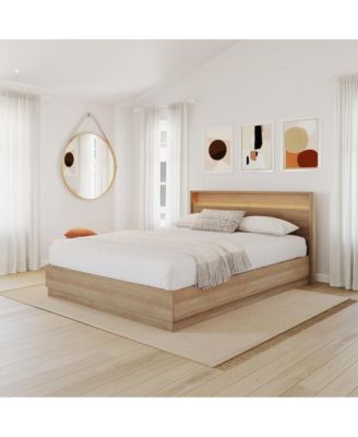 Harlow Slatted Bedframe and Headboard with Integrated Light