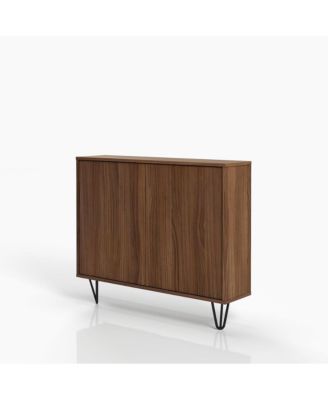 Slim 2-Door Storage Accent Cabinet, Floating And Wall Mount Bar.