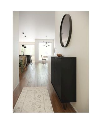 Slim 2-Door Storage Accent Cabinet, Floating And Wall Mount Bar.