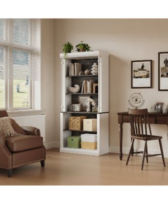 71'' Tall Bookcase with LED Lights, Free-Standing Library Bookshelf with 5-Tier Storage Shelves