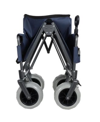 Folding Wagon - Heavy-Duty Wagon Cart with All-terrain Wheels and Bench Seat, 500lbs Capacity for Camping and Beach.