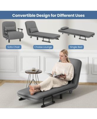 3-in-1 Convertible Sofa Bed with 5-Position Adjustable Backrest & Lumbar Pillow