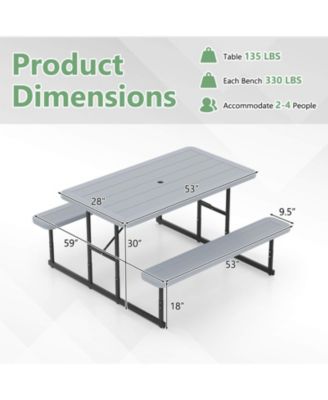 Picnic Table Bench Set for 2-4 People Outdoor Rectangular Camping Dining Table