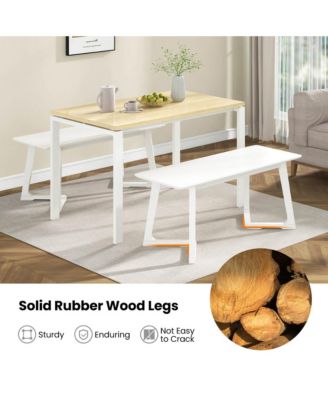 2 PCS 42" Modern Entryway Bench with Rubber Wood Legs Smooth Seating Area