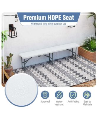 6 ft Plastic Folding Bench with 1320 LBS Capacity Handle & Lock For Outdoor Picnic