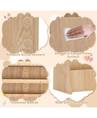 4-tier Kids Wooden Bookshelf Toddlers Book Rack with Deep Shelves