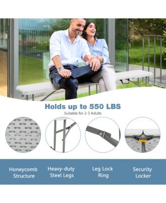 Outdoor Camping Table Set Folding Picnic Long Table with 2 Bench Seats