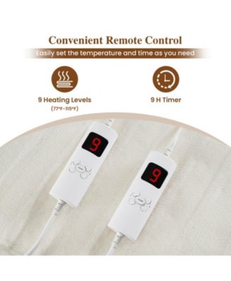 76” x 54” Full Size Heated Mattress Pad with 9 Heating Levels & 9H Timer, Dual Controllers