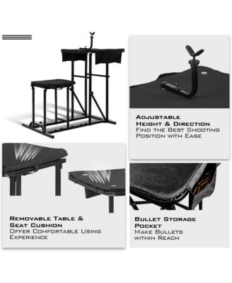 Foldable Shooting Table w/ Height Adjustable Hunting Gun Rest for Outdoor Range