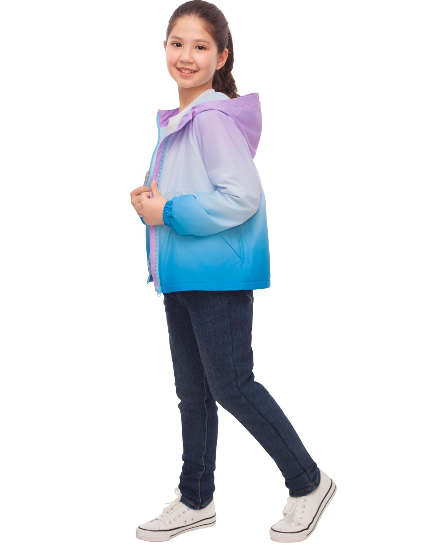 Girls Lightweight Fleece-Lined Windbreaker