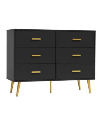 Dresser for Bedroom, Modern Wood Dresser with 6 Wide Drawers, Handles Storage Organizer Unit