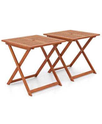 29.5" x 29.5" Patio Dining Table with Teak Painting 2" Umbrella Hole