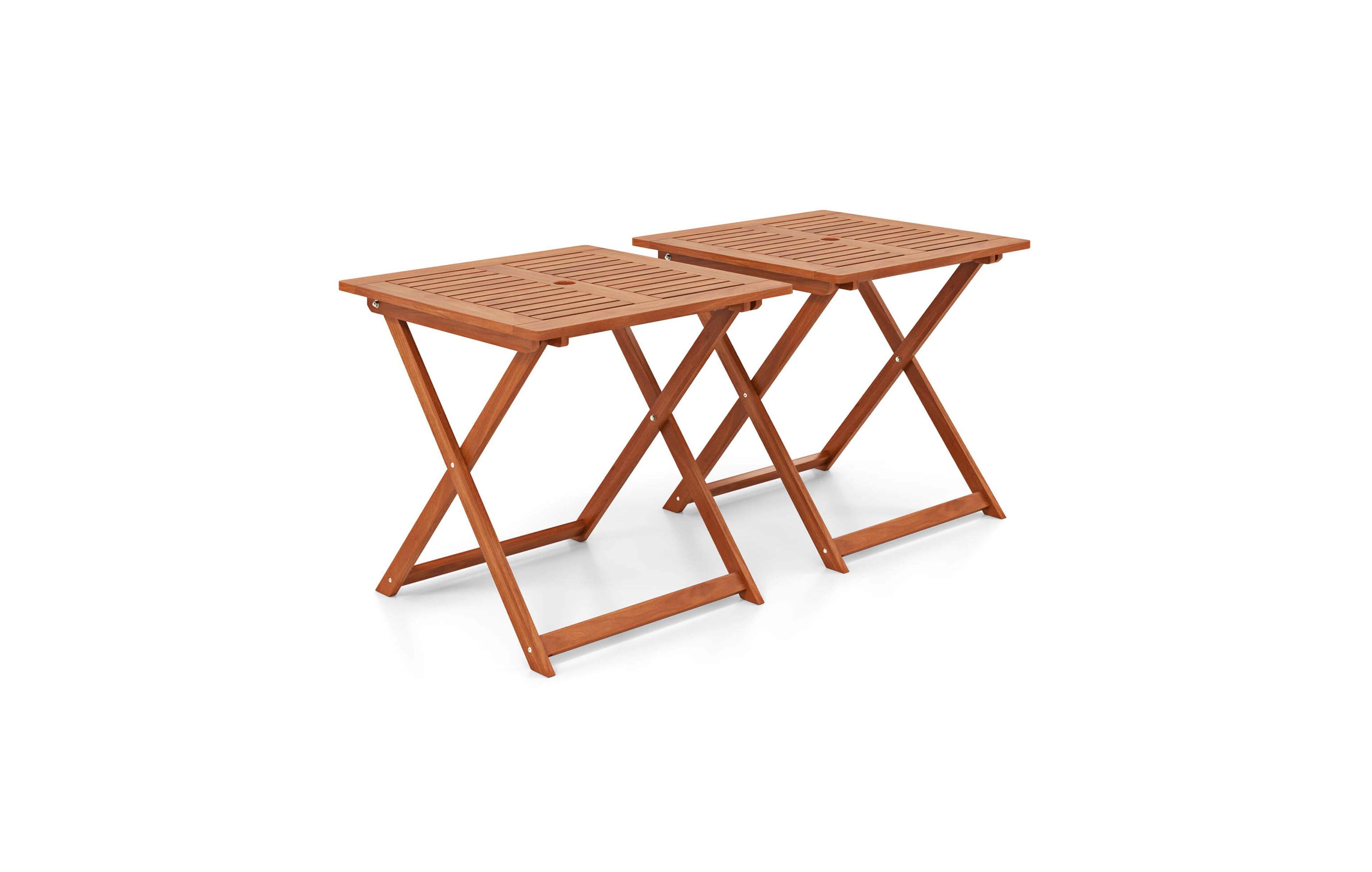 29.5" x 29.5" Patio Dining Table with Teak Painting 2" Umbrella Hole