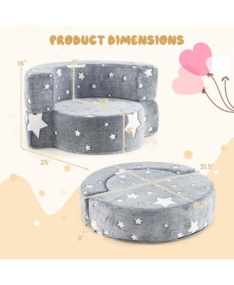 Kids Plush Couch with Machine Washable Flannel Cover Soft Sponge Padding