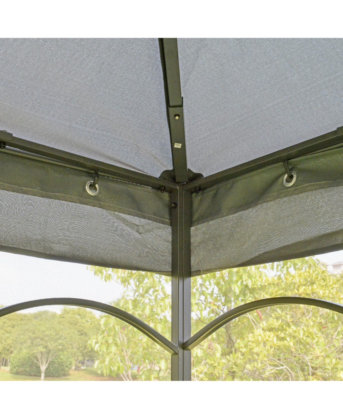 Outsunny 10' x 10' Steel Outdoor Patio Gazebo Canopy with Removable Mesh Curtains, Display Shelves, & Steel Frame, Grey