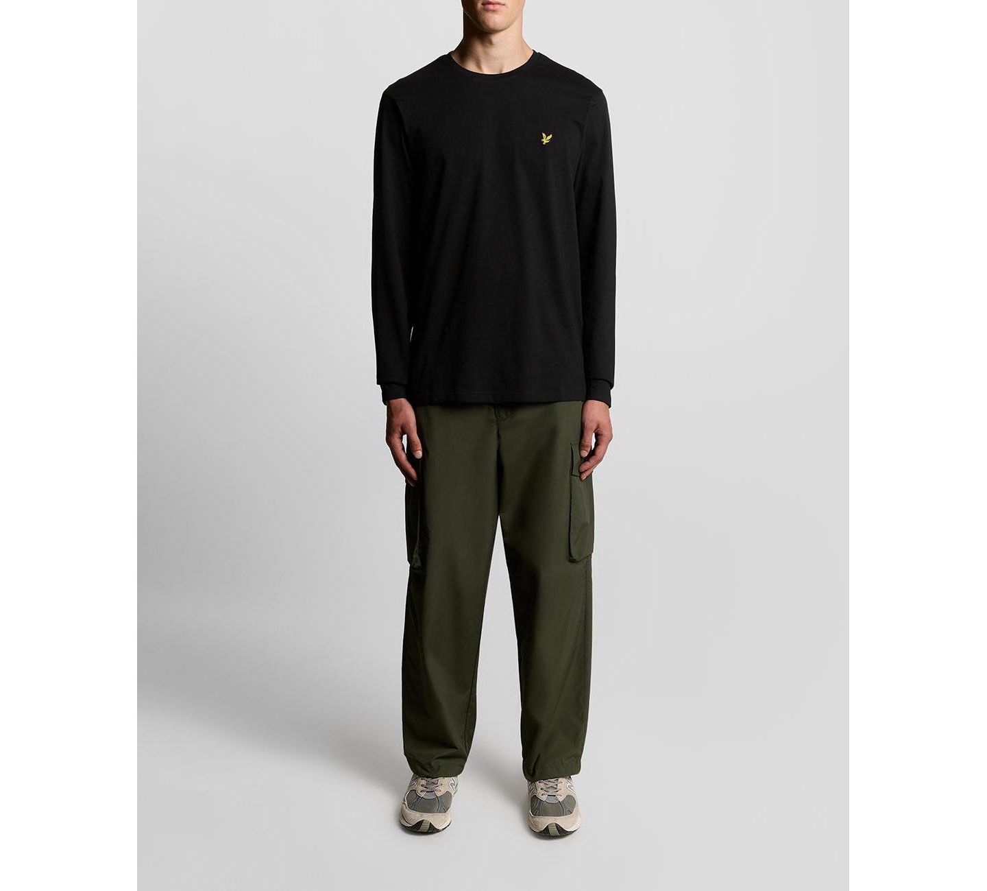Мужская футболка Lyle & Scott Plain Long Sleeve, цвет: Угольно-чёрный — фото 8