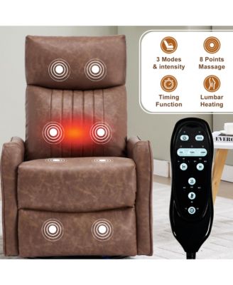 Recliner Chair with Heat Massage Manual Rocker and Swivel in Faux Leather