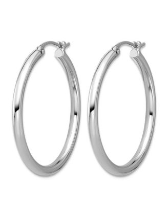 Solid 950 Platinum 2mm Classic Hoop Earrings 18mm -35mm