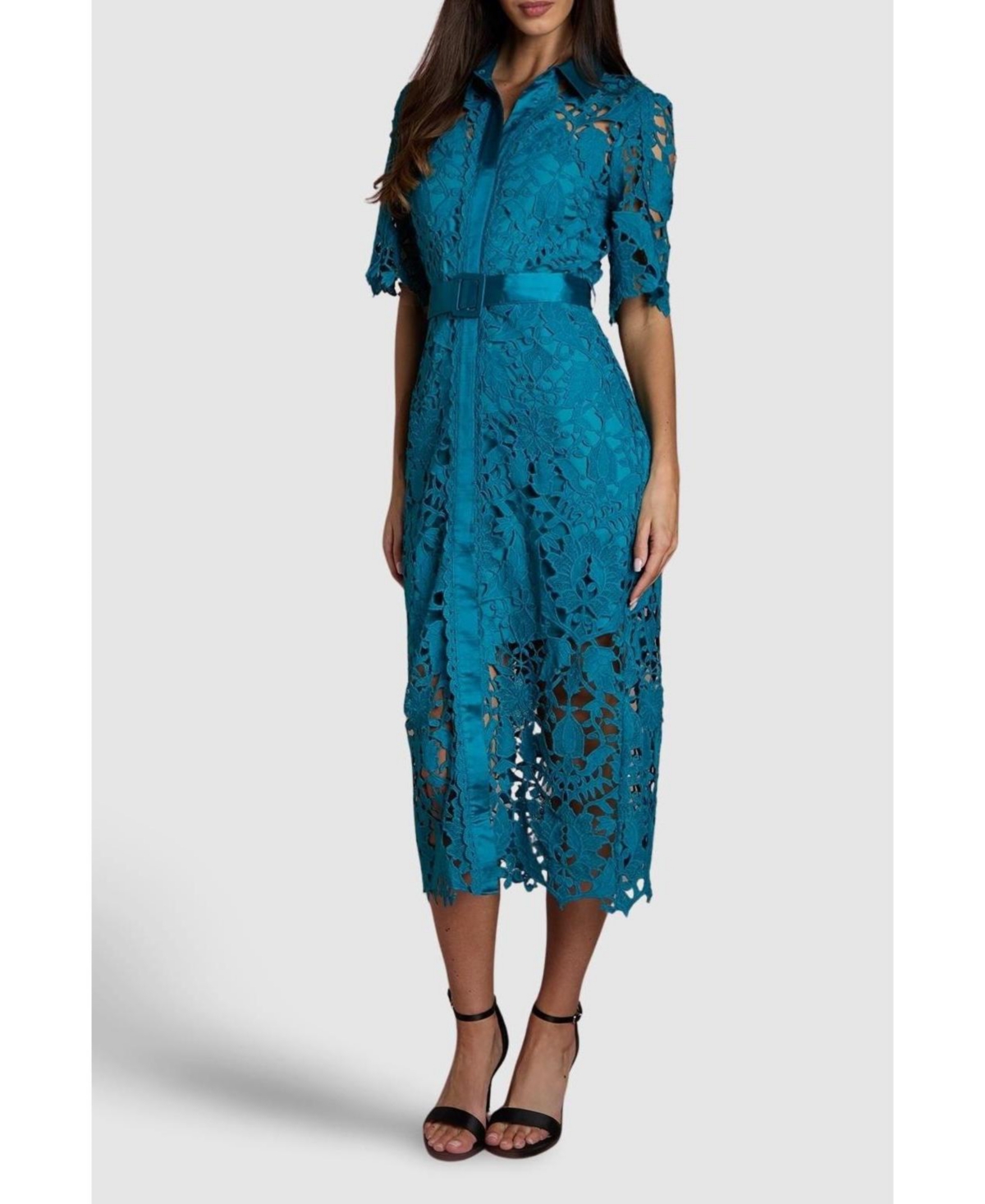 Coast Women's Lace Short Sleeve Shirt Dress